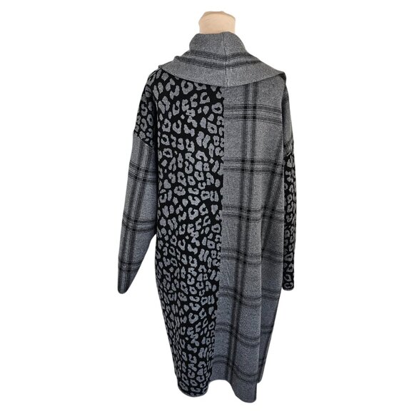 Torrid Luxe Cozy Jacquard Coatigan Leopard Print Patchwork Sz 1 14 - 16 - Picture 8 of 12